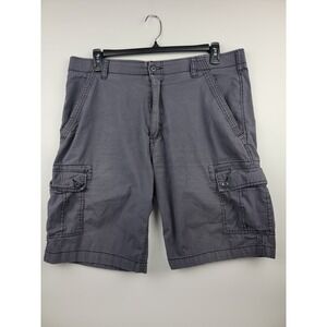 Wear First Mens Gray Cargo Shorts Size 38 Flat Front Utility Pockets Belt Loops